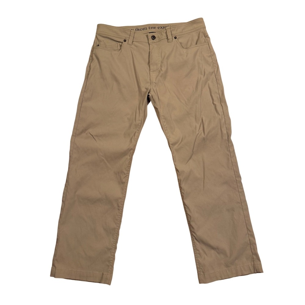 Prana Mens Slim Fit Pants Tan Khaki 5-Pocket Outdoor Casual Size‎ 35